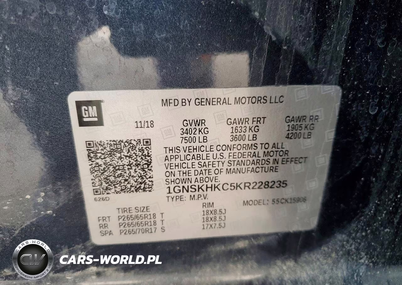 2019 Chevrolet Suburban K1500 Lt VIN:1GNSKHKC5KR228235 - 13