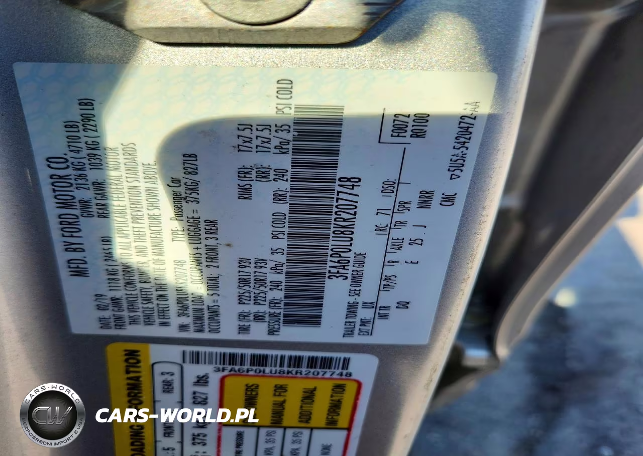 2019 Ford Fusion Se VIN:3FA6P0LU8KR207748 - 12