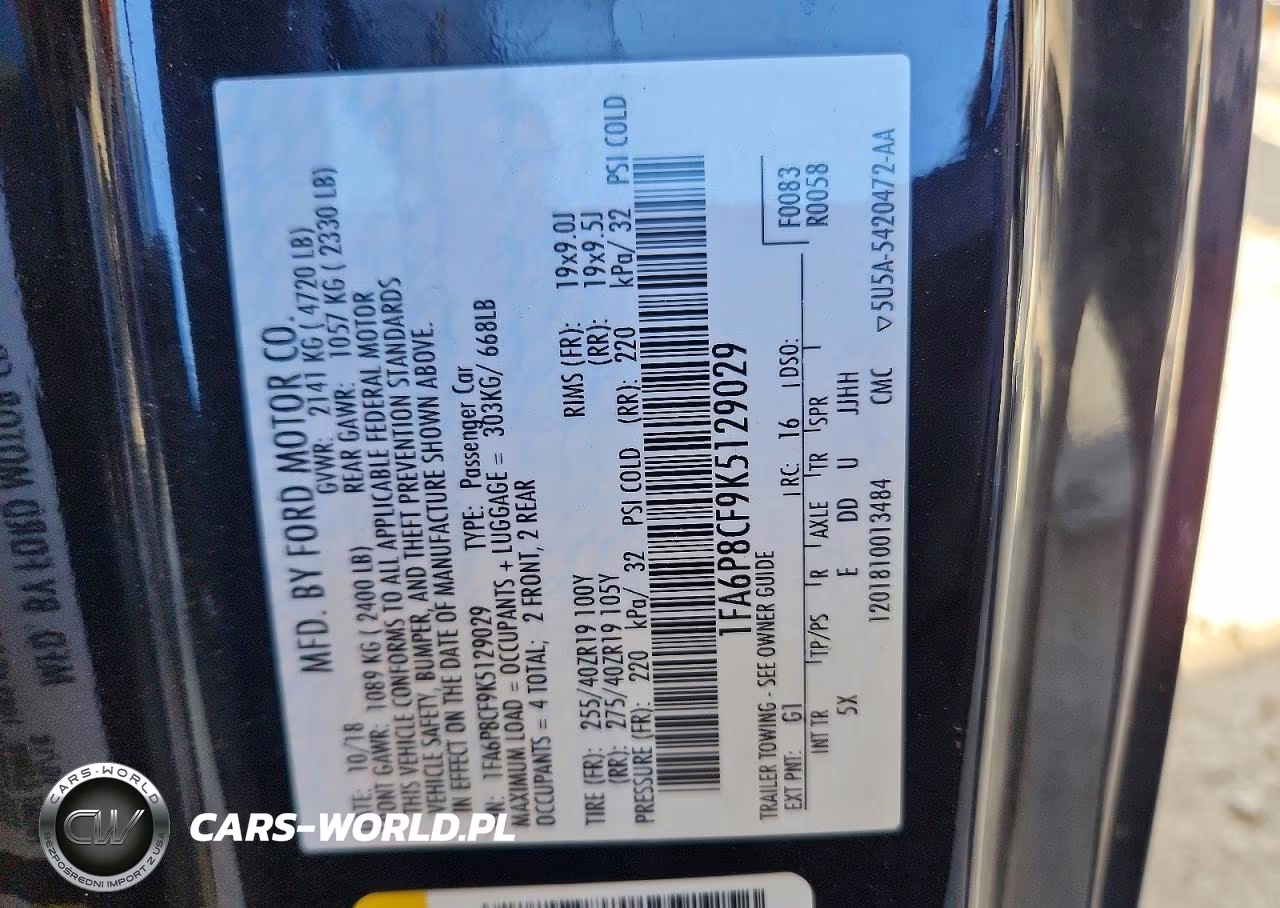 2019 Ford Mustang Gt VIN:1FA6P8CF9K5129029 - 13