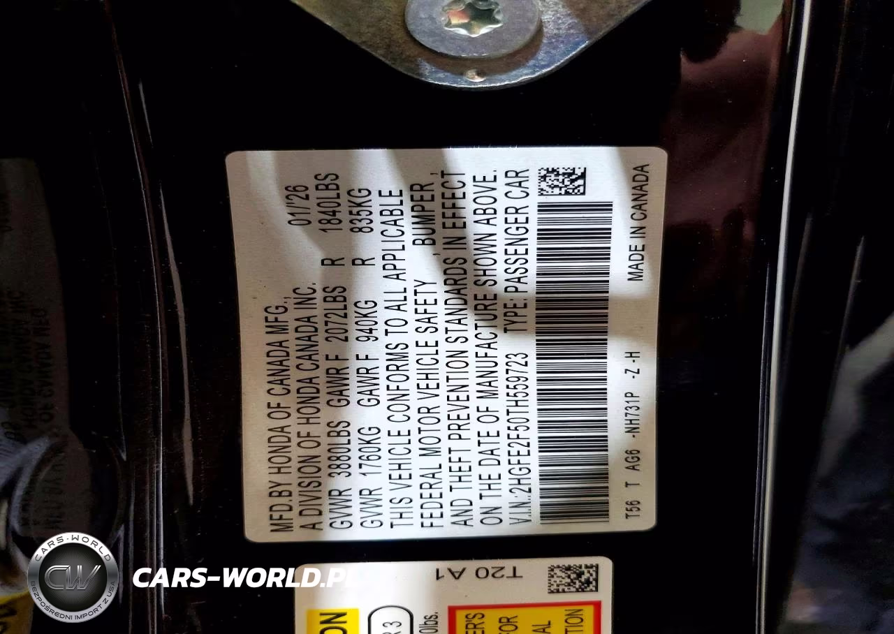 2026 Honda Civic Sport VIN:2HGFE2F50TH559723 - 12