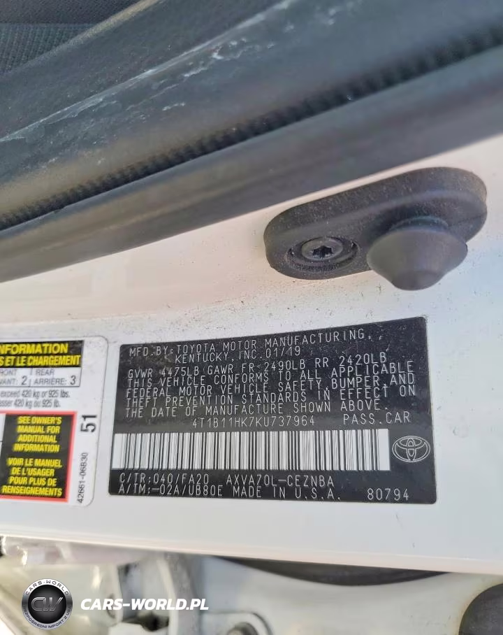 2019 Toyota Camry Le VIN:4T1B11HK7KU737964 - 12
