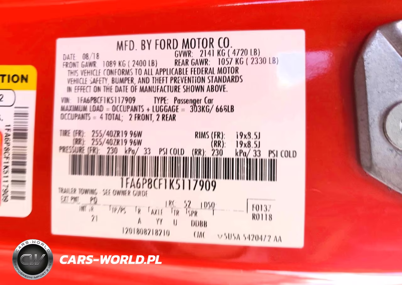 2019 Ford Mustang Gt VIN:1FA6P8CF1K5117909 - 12