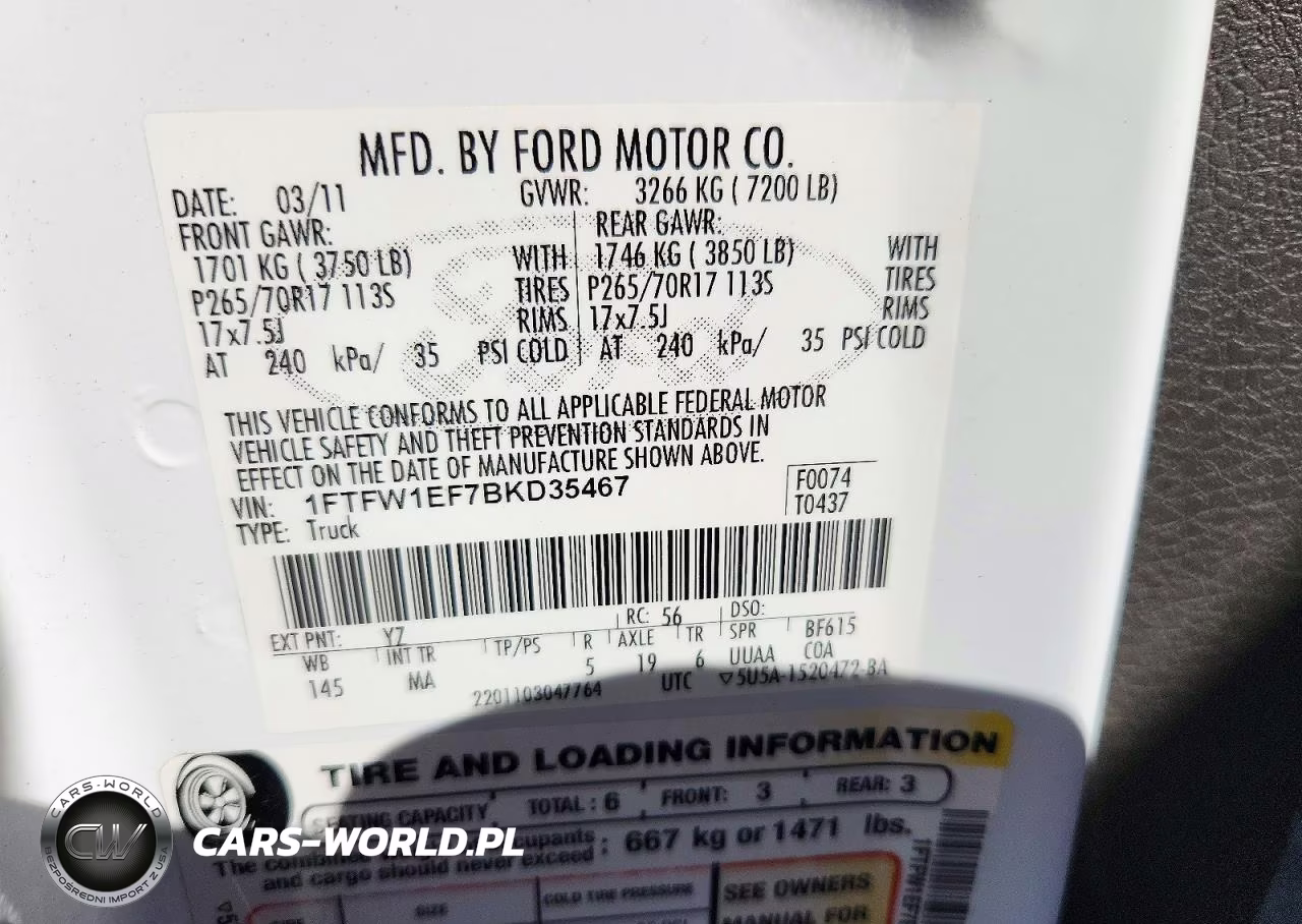 2011 Ford F150 Supercrew VIN:1FTFW1EF7BKD35467 - 12