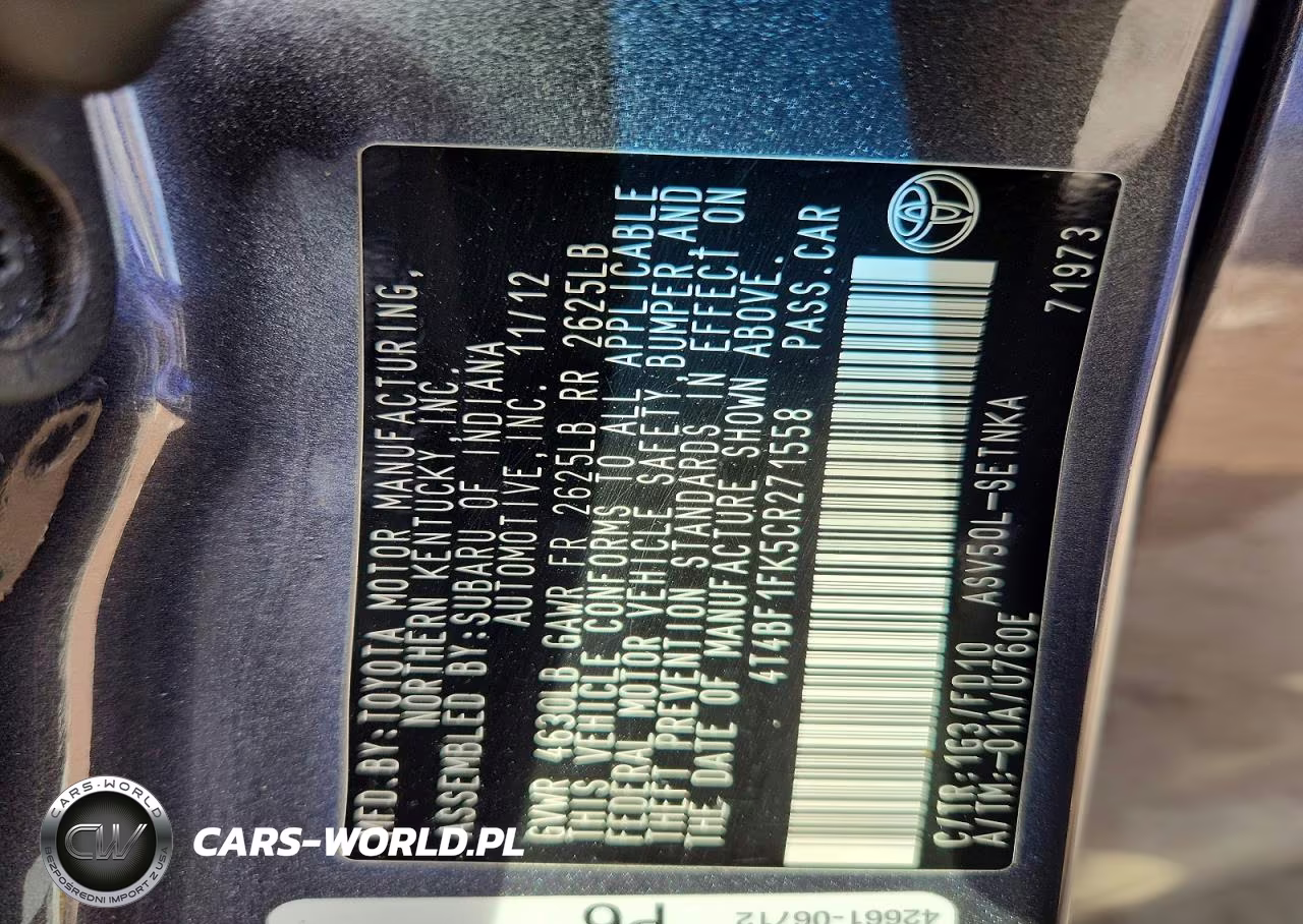 2012 Toyota Camry Le VIN:4T4BF1FK5CR271558 - 13