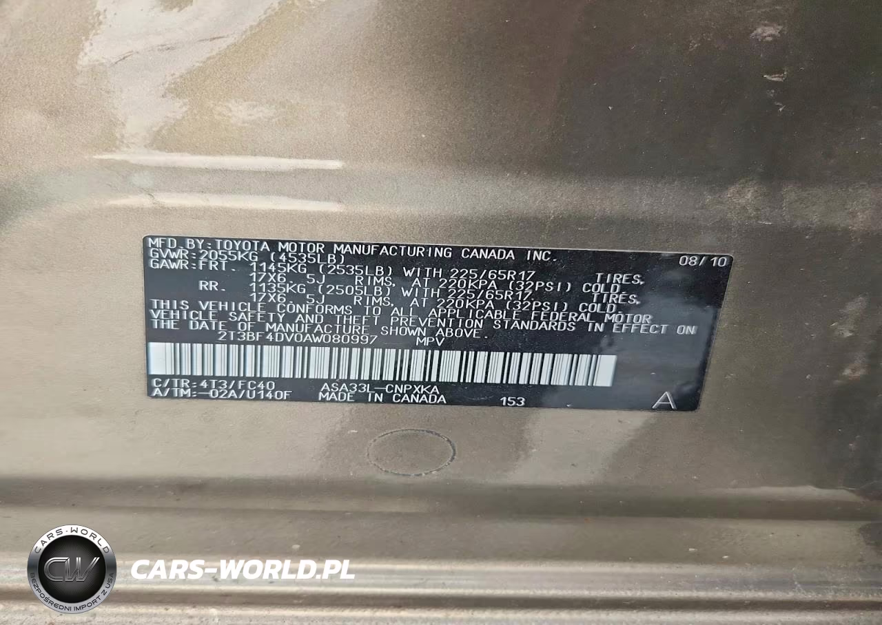 2010 Toyota Rav4 Base VIN:2T3BF4DV0AW080997 - 13