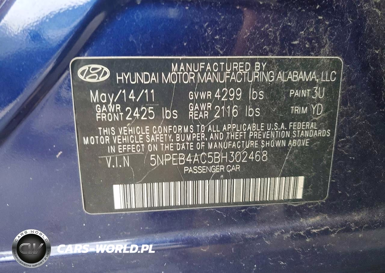 2011 Hyundai Sonata Gls VIN:5NPEB4AC5BH302468 - 12