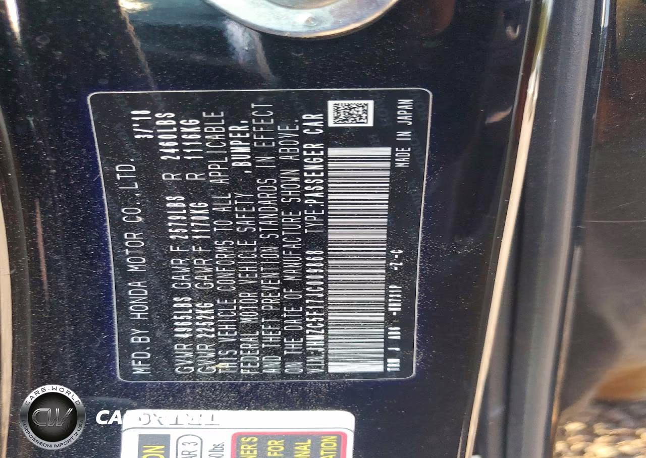 2018 Honda Clarity VIN:JHMZC5F17JC009868 - 13