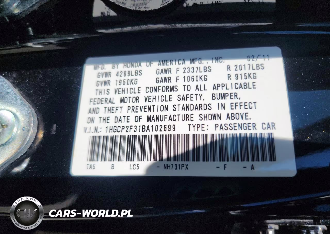 2011 Honda Accord Lx VIN:1HGCP2F31BA102699 - 12