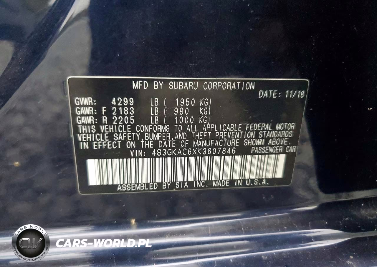 2019 Subaru Impreza Premium VIN:4S3GKAC6XK3607846 - 12