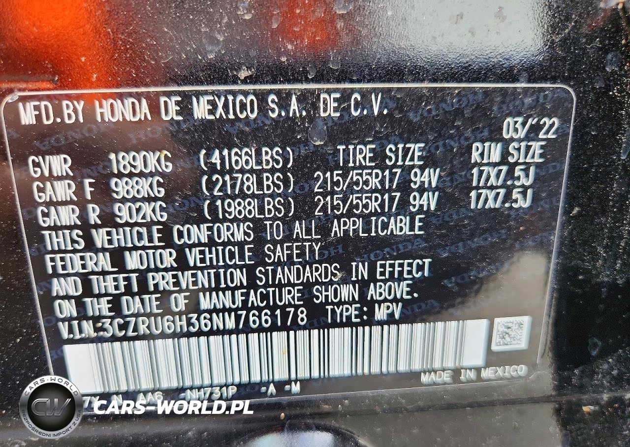 2022 Honda Hr-V Lx VIN:3CZRU6H36NM766178 - 13
