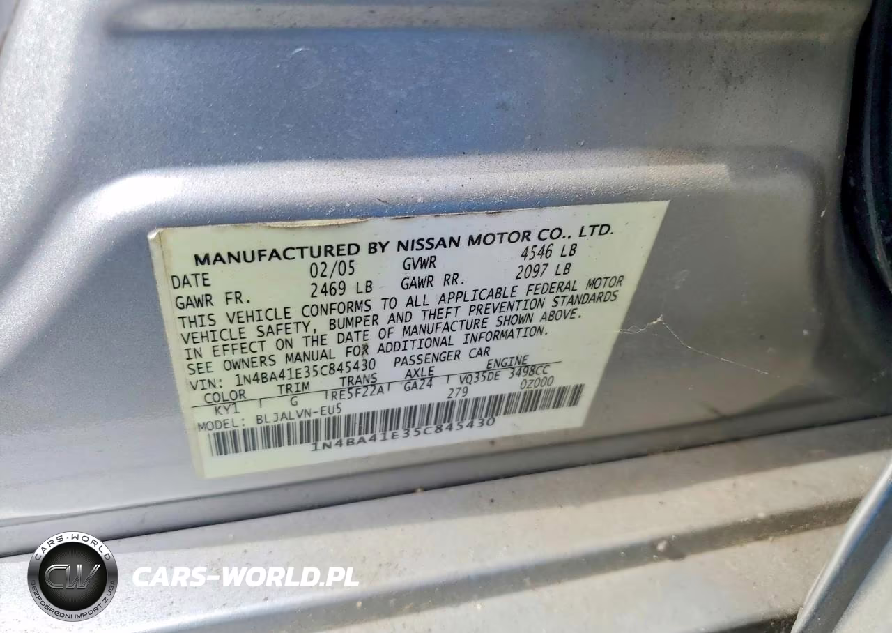 2005 Nissan Maxima 3.5 Se VIN:1N4BA41E35C845430 - 12