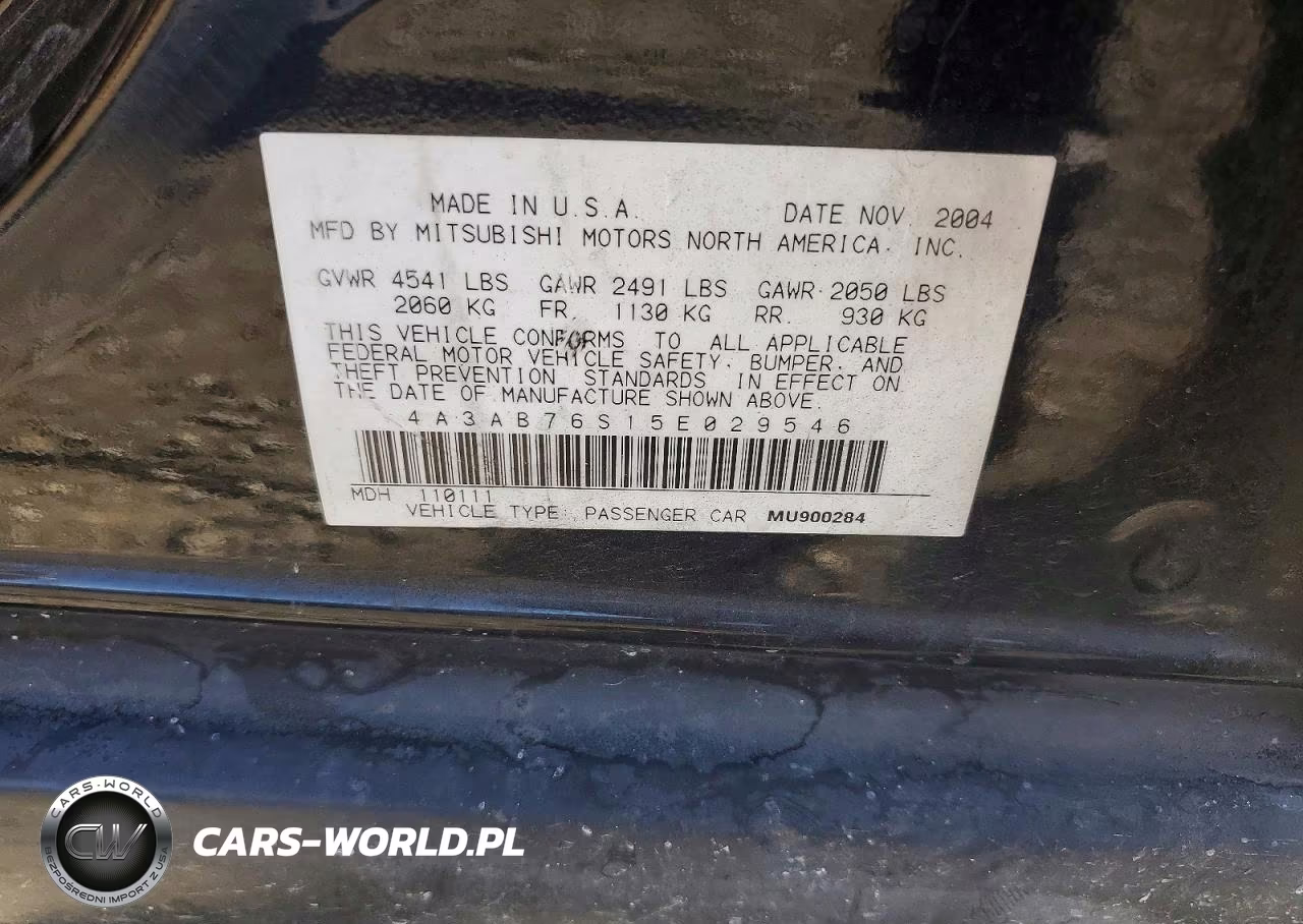 2005 Mitsubishi Galant Gts VIN:4A3AB76S15E029546 - 12