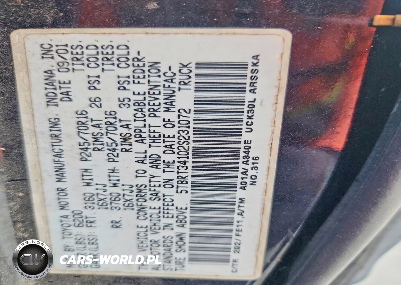 2002 Toyota Tundra Sr5 V8 VIN:5TBRT34102S231072 - 12