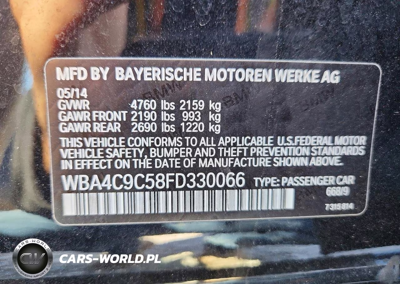 2015 BMW 428 Xi Gran Coupe Sulev VIN:WBA4C9C58FD330066 - 12