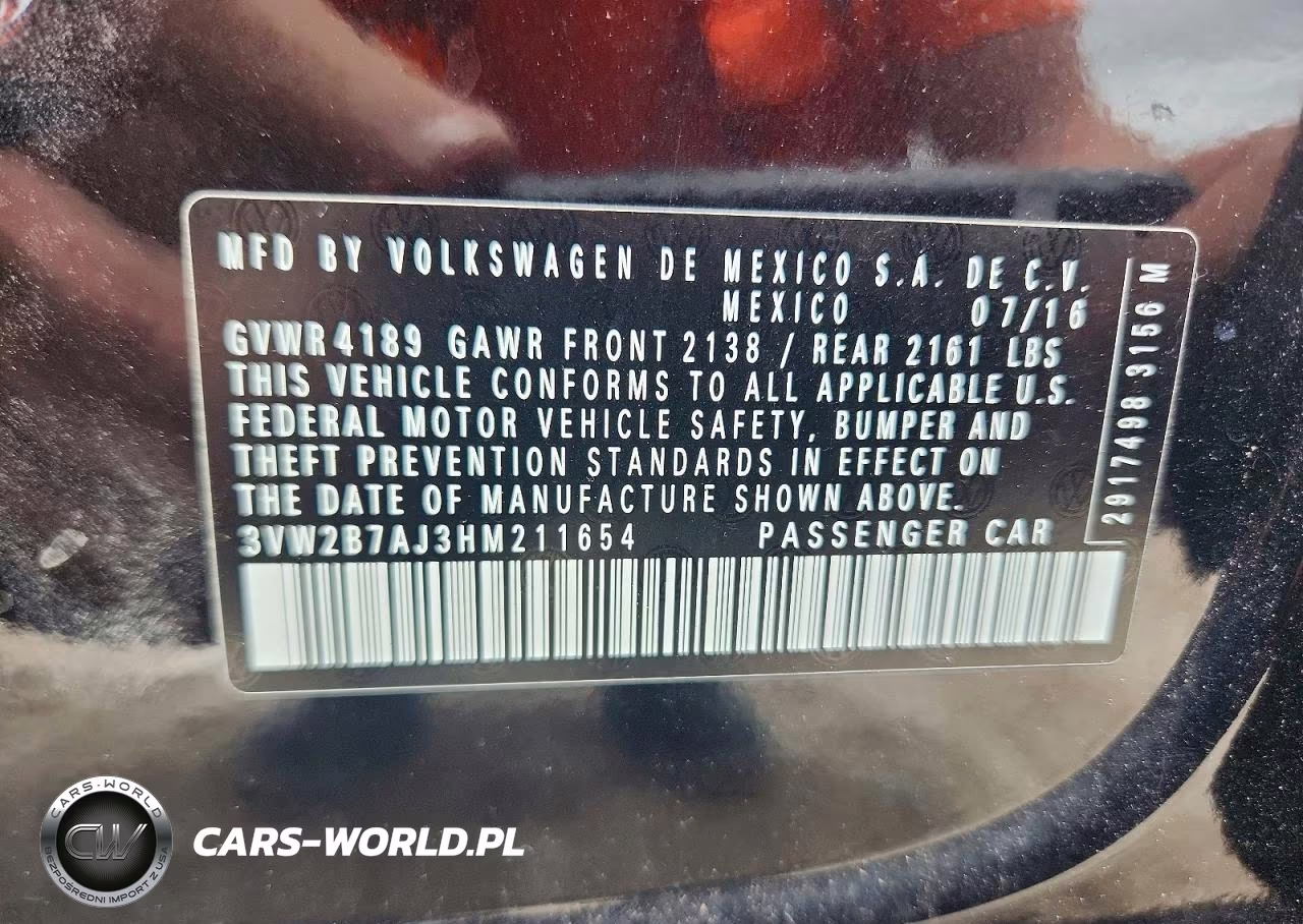 2017 Volkswagen Jetta S VIN:3VW2B7AJ3HM211654 - 13