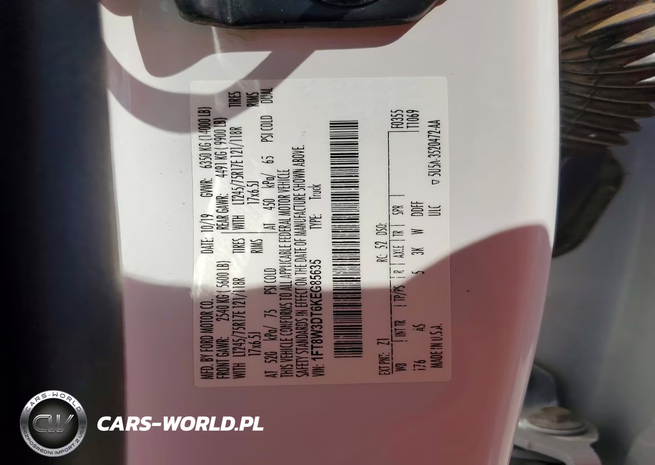 2019 Ford F-350 Xl VIN:1FT8W3DT6KEG85635 - 12