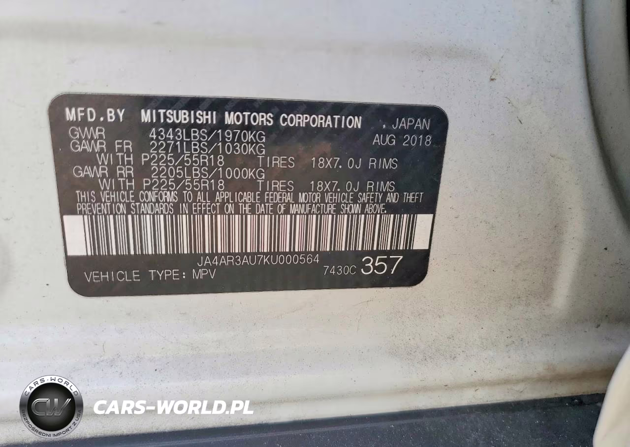 2019 Mitsubishi Outlander Sport Es VIN:JA4AR3AU7KU000564 - 13