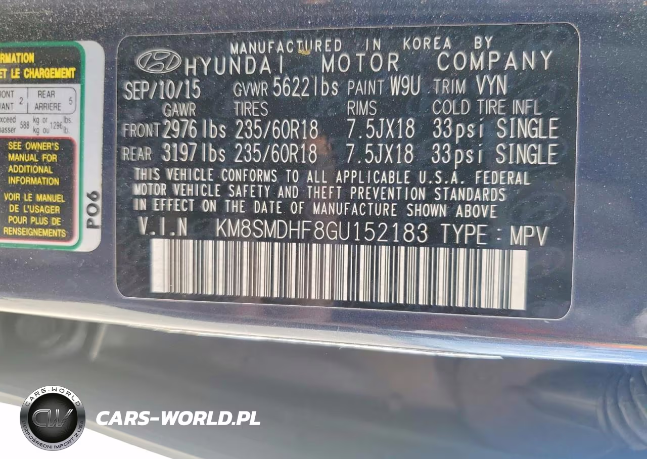 2016 Hyundai Santa Fe Se VIN:KM8SMDHF8GU152183 - 13