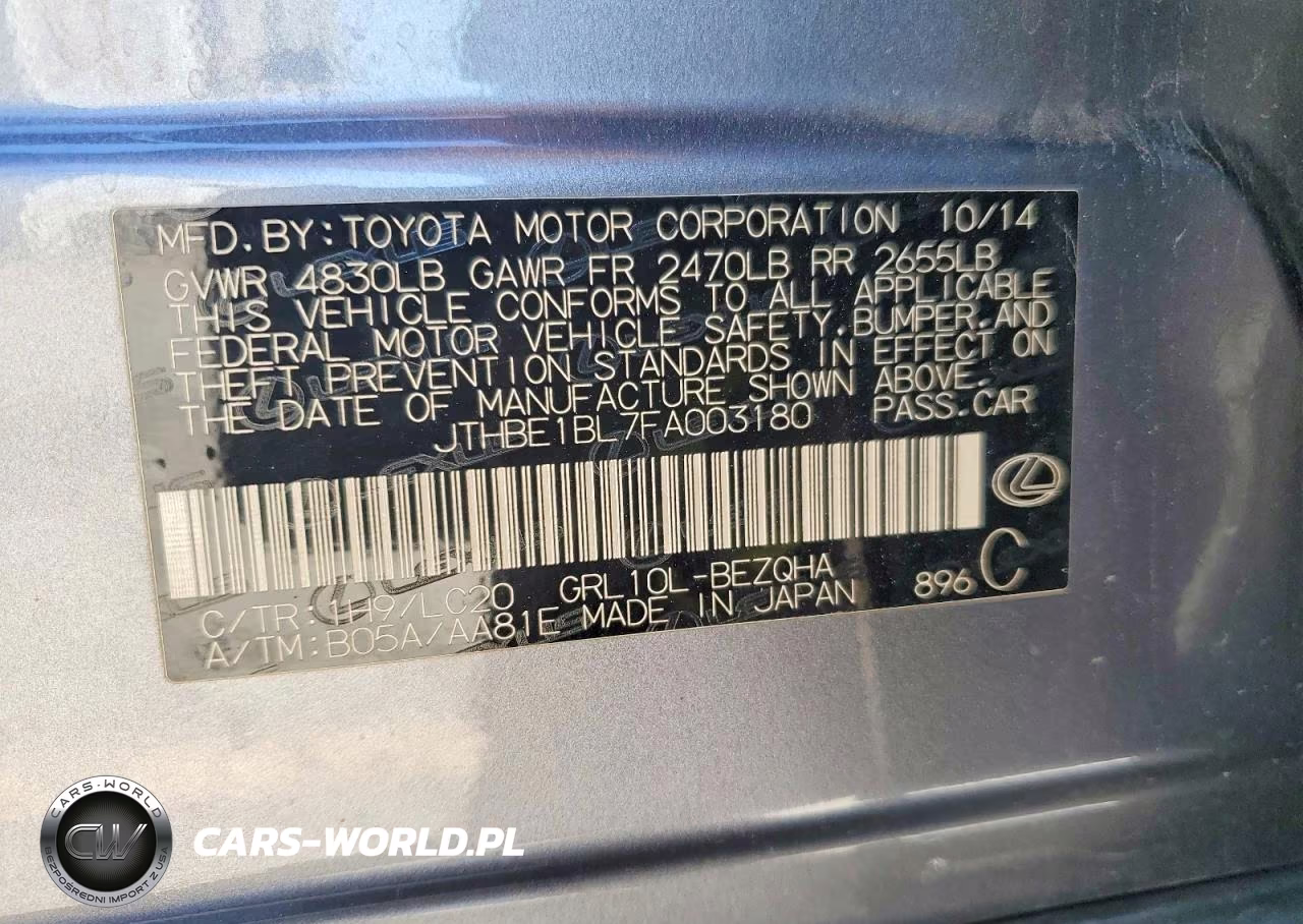 2015 Lexus Gs 350 VIN:JTHBE1BL7FA003180 - 12