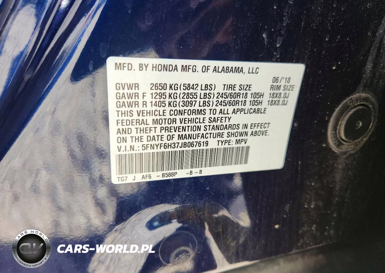 2018 Honda Pilot Ex VIN:5FNYF6H37JB067619 - 12