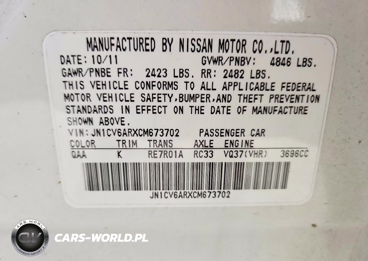 2012 Infiniti G37 Sedan X VIN:JN1CV6ARXCM673702 - 12