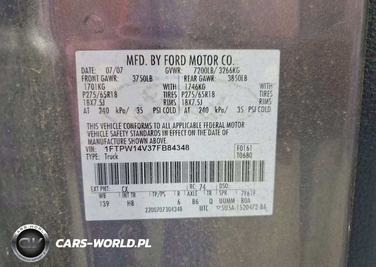 2007 Ford F150 Supercrew VIN:1FTPW14V37FB84348 - 13