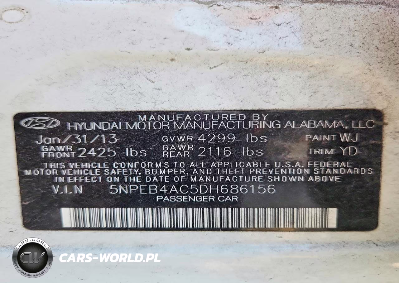 2013 Hyundai Sonata Gls VIN:5NPEB4AC5DH686156 - 12