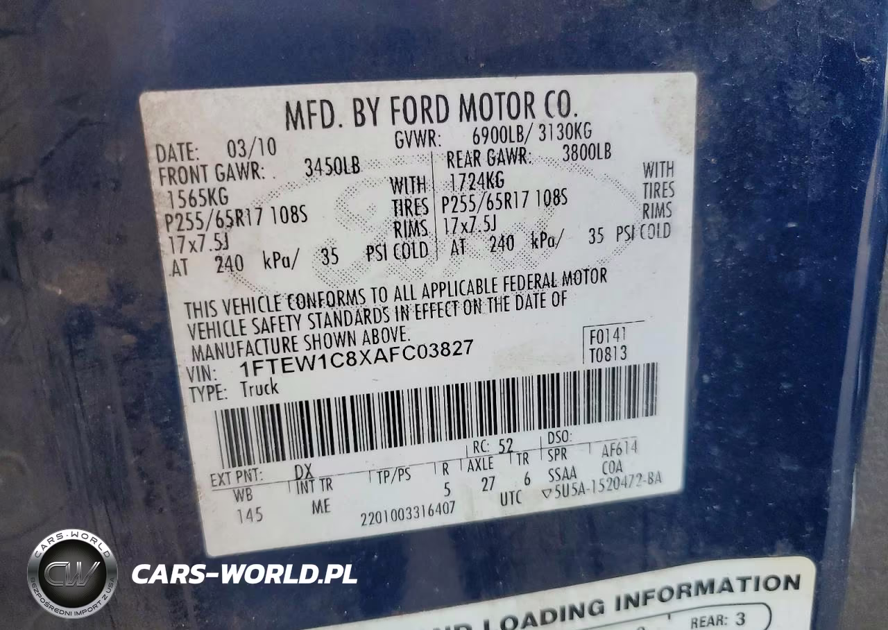 2010 Ford F150 Supercrew VIN:1FTEW1C8XAFC03827 - 12