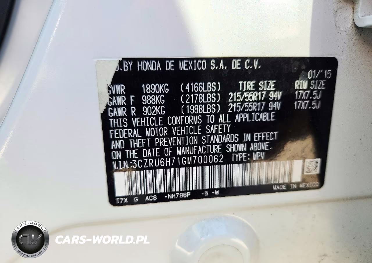 2016 Honda Hr-V Exl VIN:3CZRU6H71GM700062 - 13