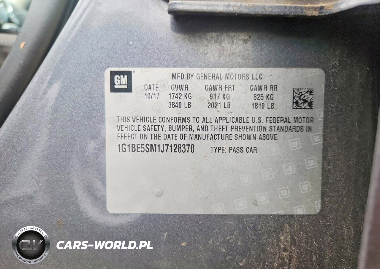 2018 Chevrolet Cruze Lt VIN:1G1BE5SM1J7128370 - 12