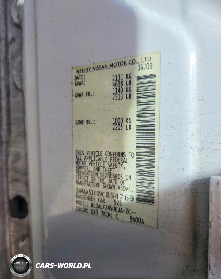 2009 Nissan Maxima 3.5 S VIN:1N4AA51E09C854769 - 12