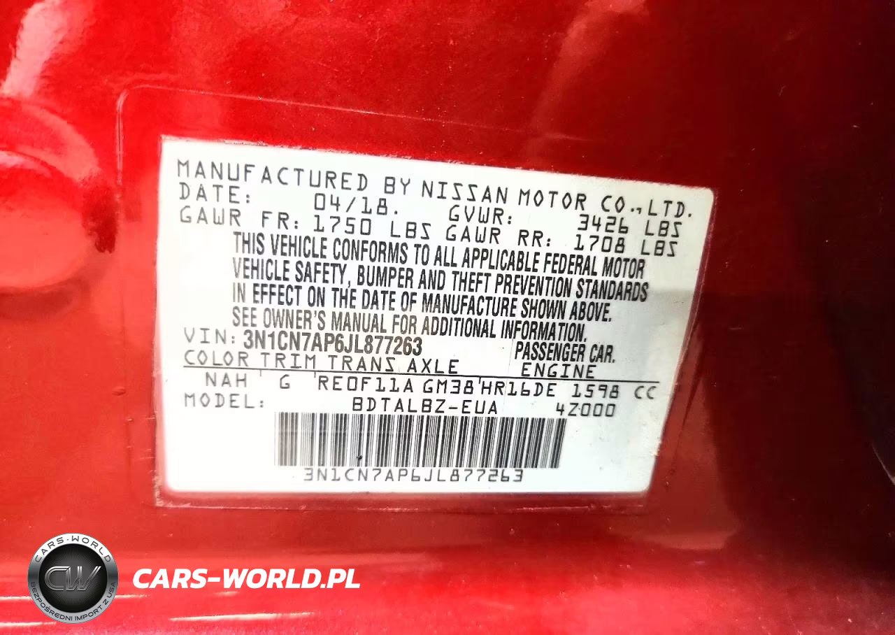2018 Nissan Versa Sv VIN:3N1CN7AP6JL877263 - 12