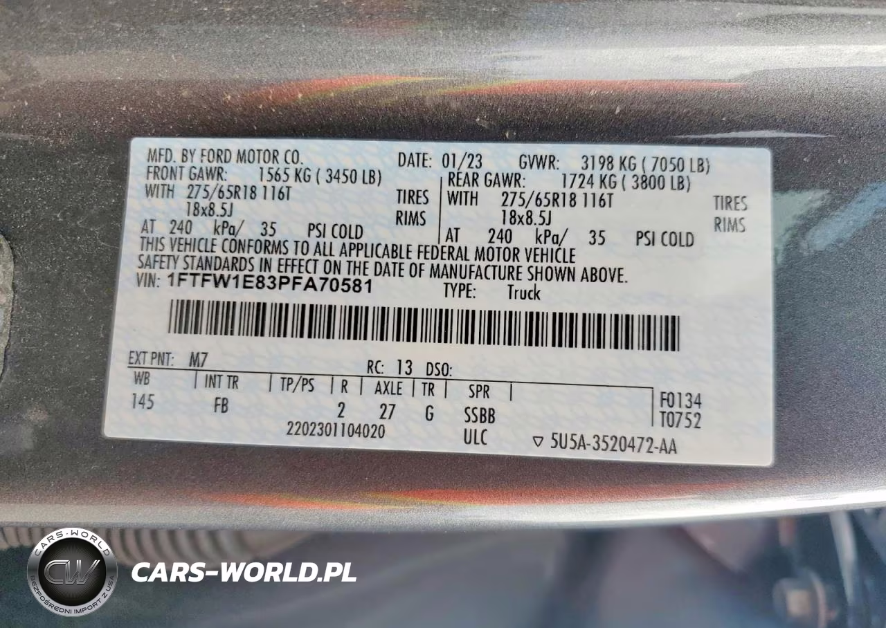 2023 Ford F150 Supercrew VIN:1FTFW1E83PFA70581 - 12
