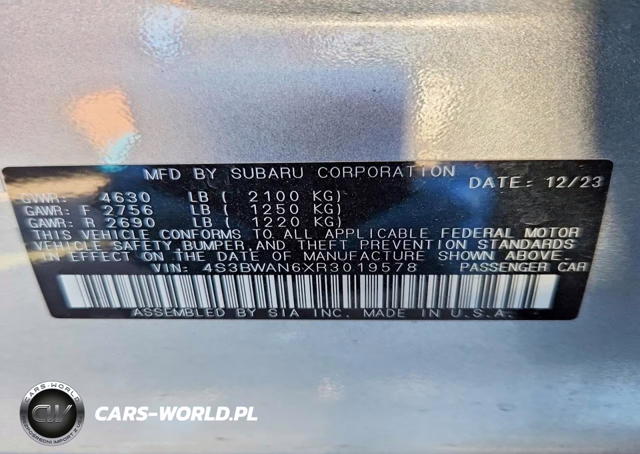 2024 Subaru Legacy Limited VIN:4S3BWAN6XR3019578 - 13