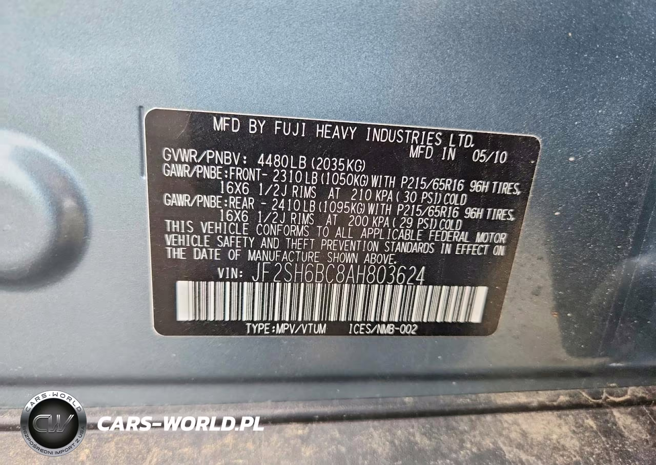 2010 Subaru Forester Xs VIN:JF2SH6BC8AH803624 - 13