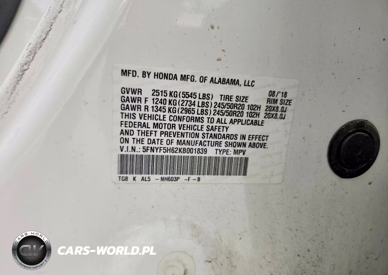 2019 Honda Pilot Touring VIN:5FNYF5H62KB001839 - 13
