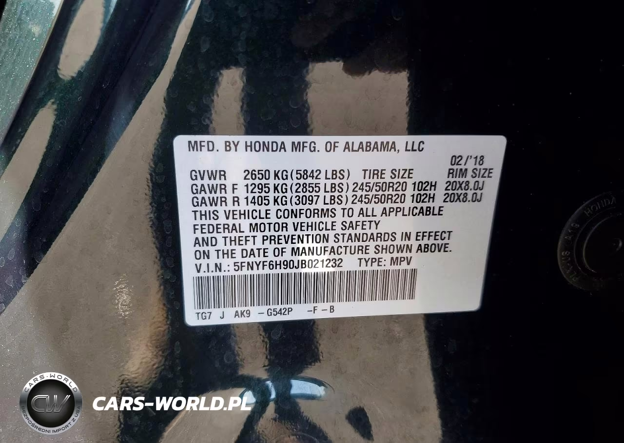 2018 Honda Pilot Touring VIN:5FNYF6H90JB021232 - 13