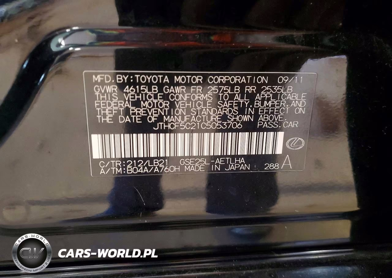 2012 Lexus Is 250 VIN:JTHCF5C21C5053706 - 12