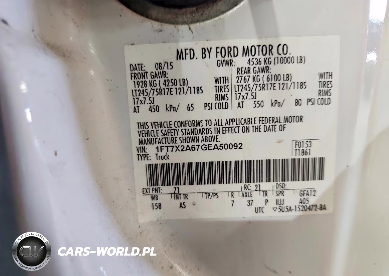2016 Ford F250 Super Duty VIN:1FT7X2A67GEA50092 - 12