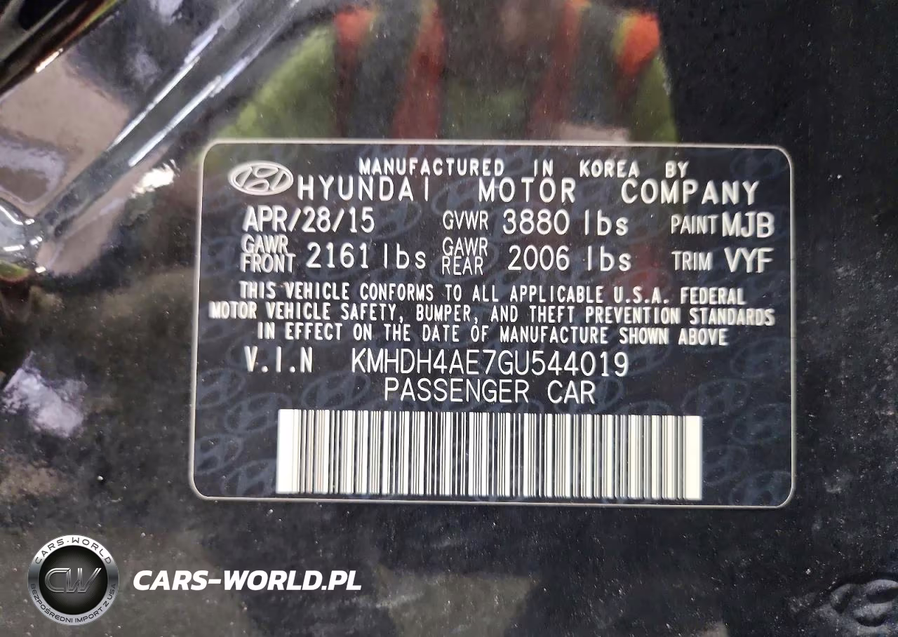 2016 Hyundai Elantra Se VIN:KMHDH4AE7GU544019 - 12