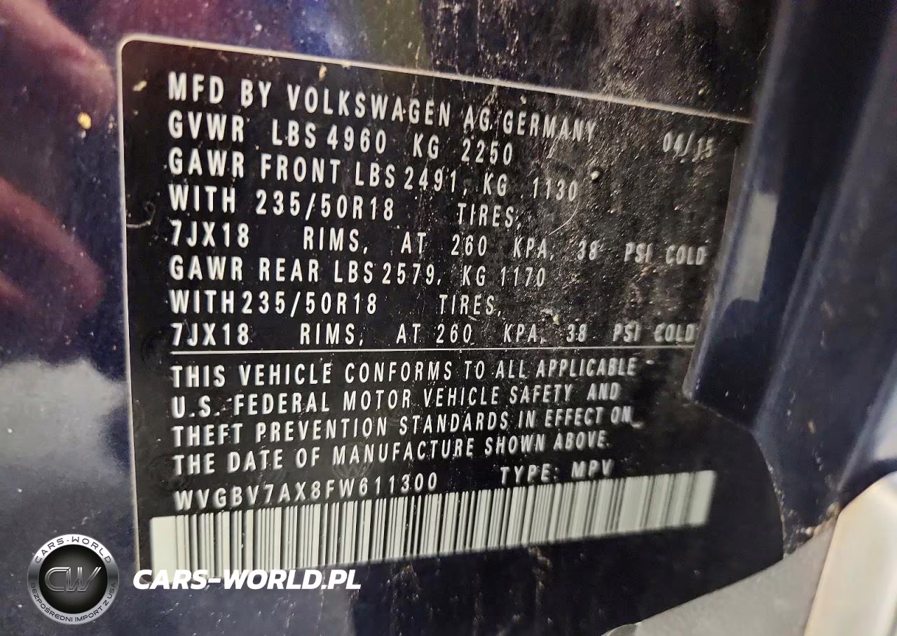 2015 Volkswagen Tiguan S VIN:WVGBV7AX8FW611300 - 13