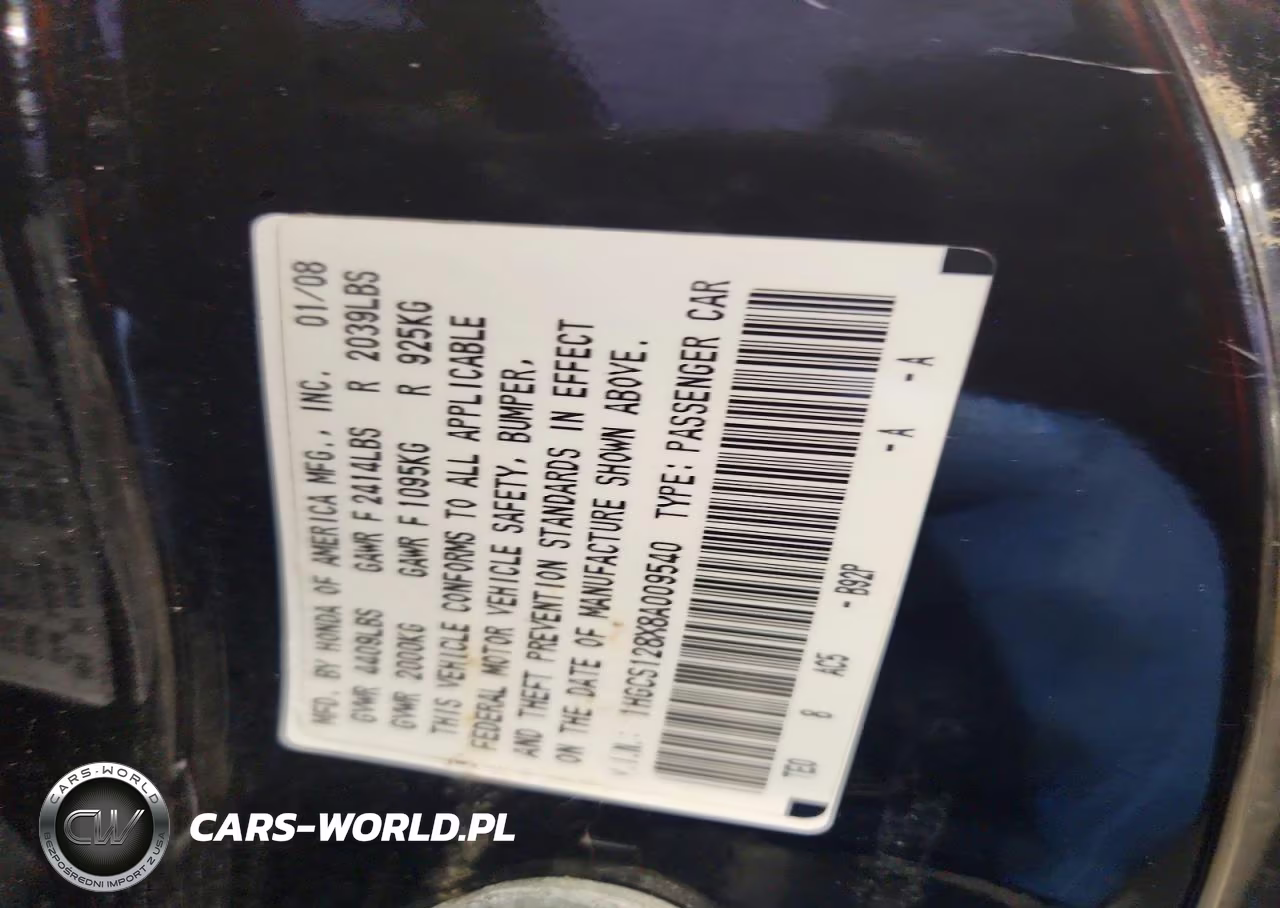 2008 Honda Accord Exl VIN:1HGCS128X8A009540 - 12