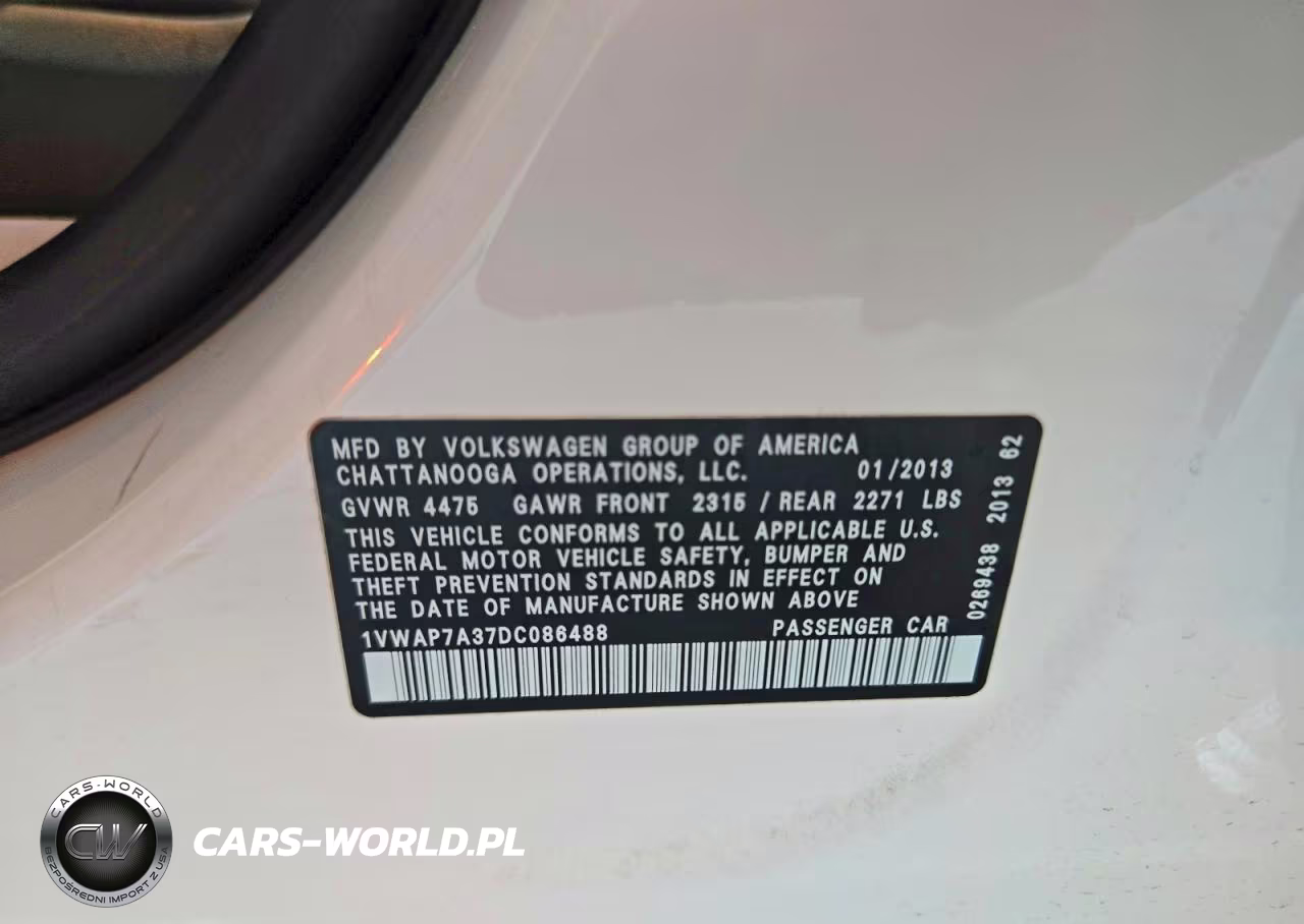 2013 Volkswagen Passat S VIN:1VWAP7A37DC086488 - 12
