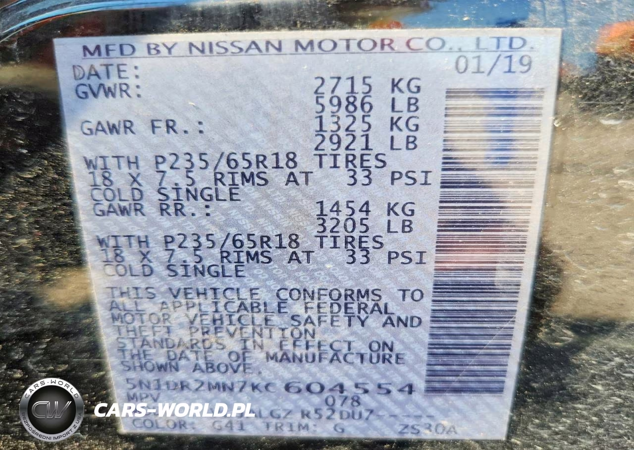 2019 Nissan Pathfinder Sl VIN:5N1DR2MN7KC604554 - 13