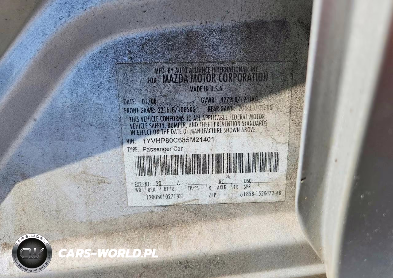 2008 Mazda 6 I VIN:1YVHP80C685M21401 - 12