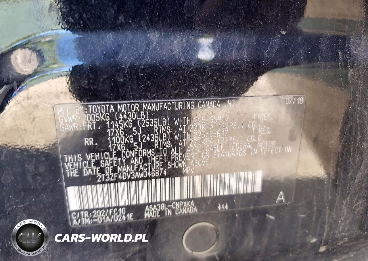 2010 Toyota Rav4 Base VIN:2T3ZF4DV3AW046874 - 12