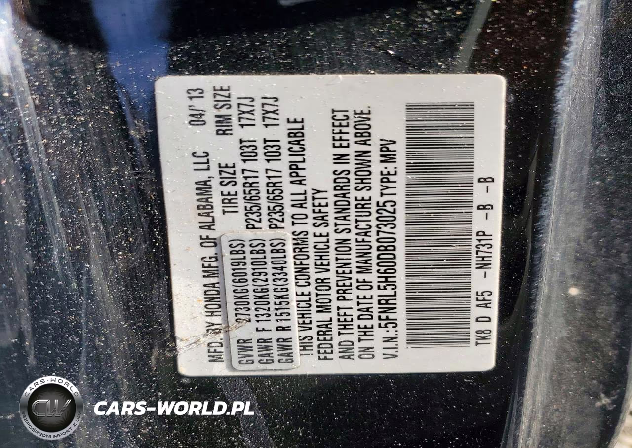 2013 Honda Odyssey Exl VIN:5FNRL5H60DB073025 - 13