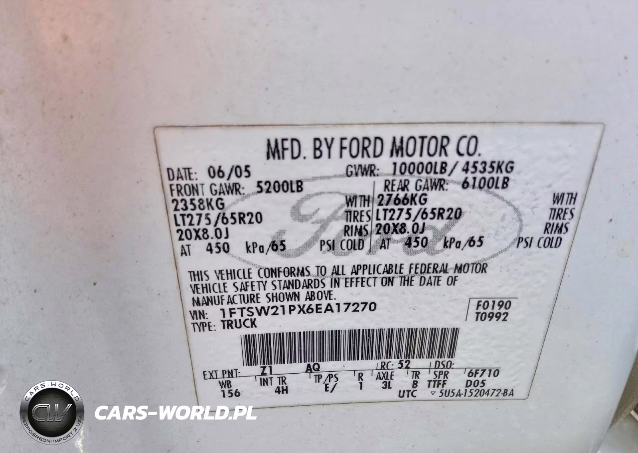 2006 Ford F250 Super Duty VIN:1FTSW21PX6EA17270 - 12