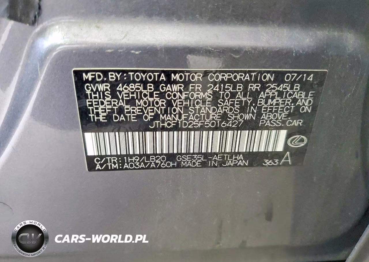 2015 Lexus Is 250 VIN:JTHCF1D25F5016427 - 12