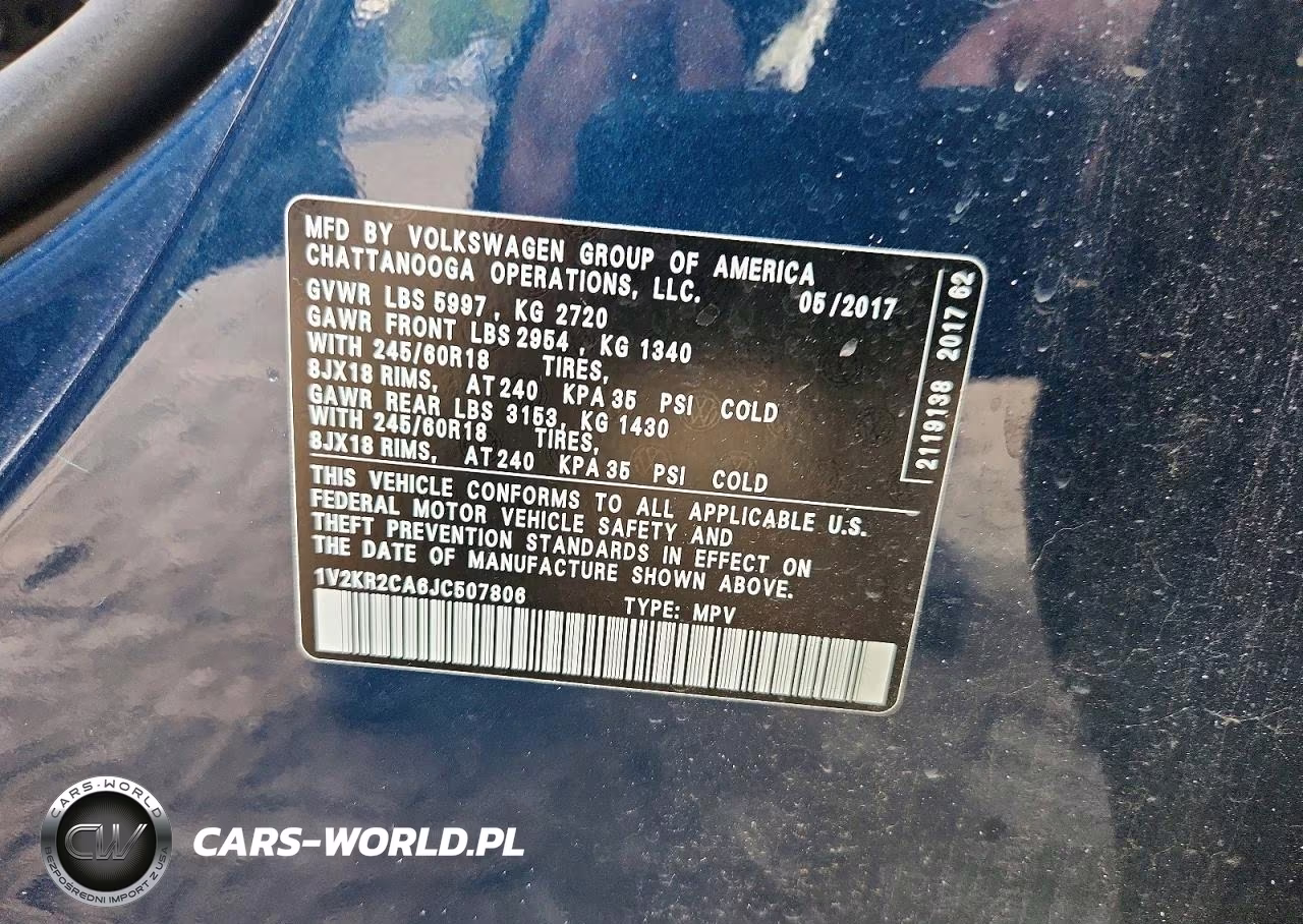 2018 Volkswagen Atlas Se VIN:1V2KR2CA6JC507806 - 13